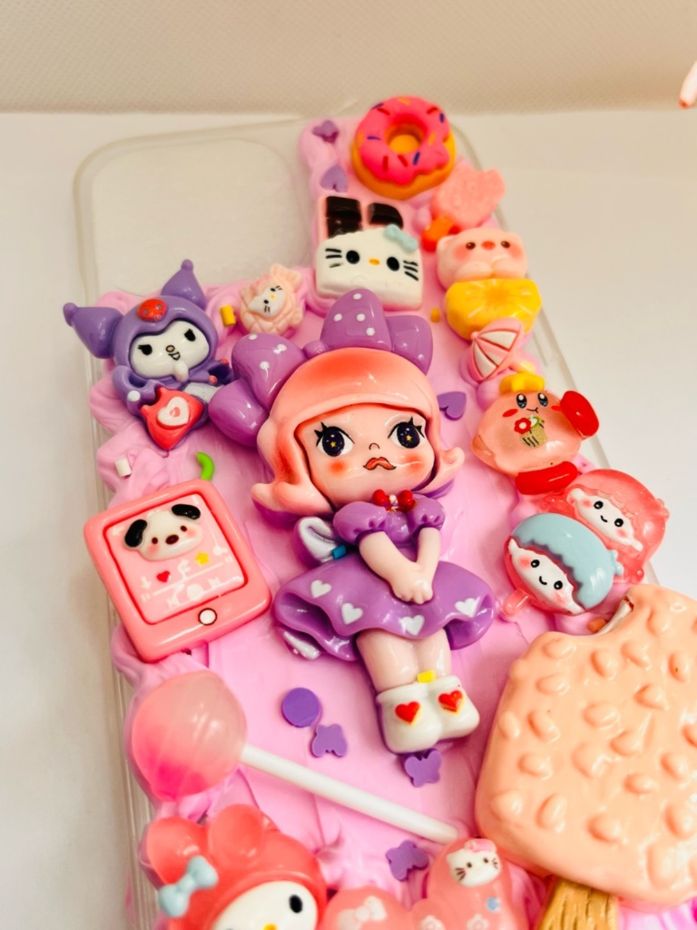 Handmade Cute Kawaii Girl ice cream 🍨 Character Phone Case with Pink Accents - Picture 6 of 10